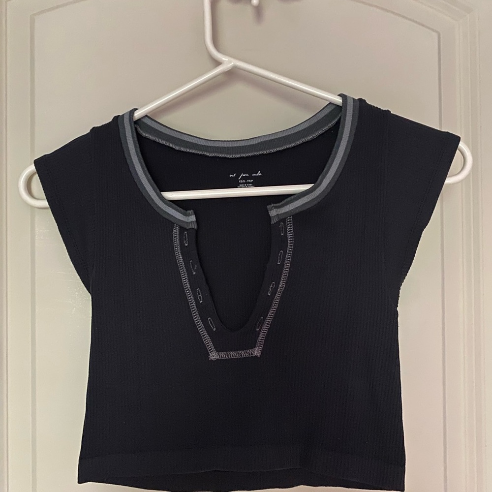 XS/S Black and Grey Urban Outfitters Ribbed Crop Top